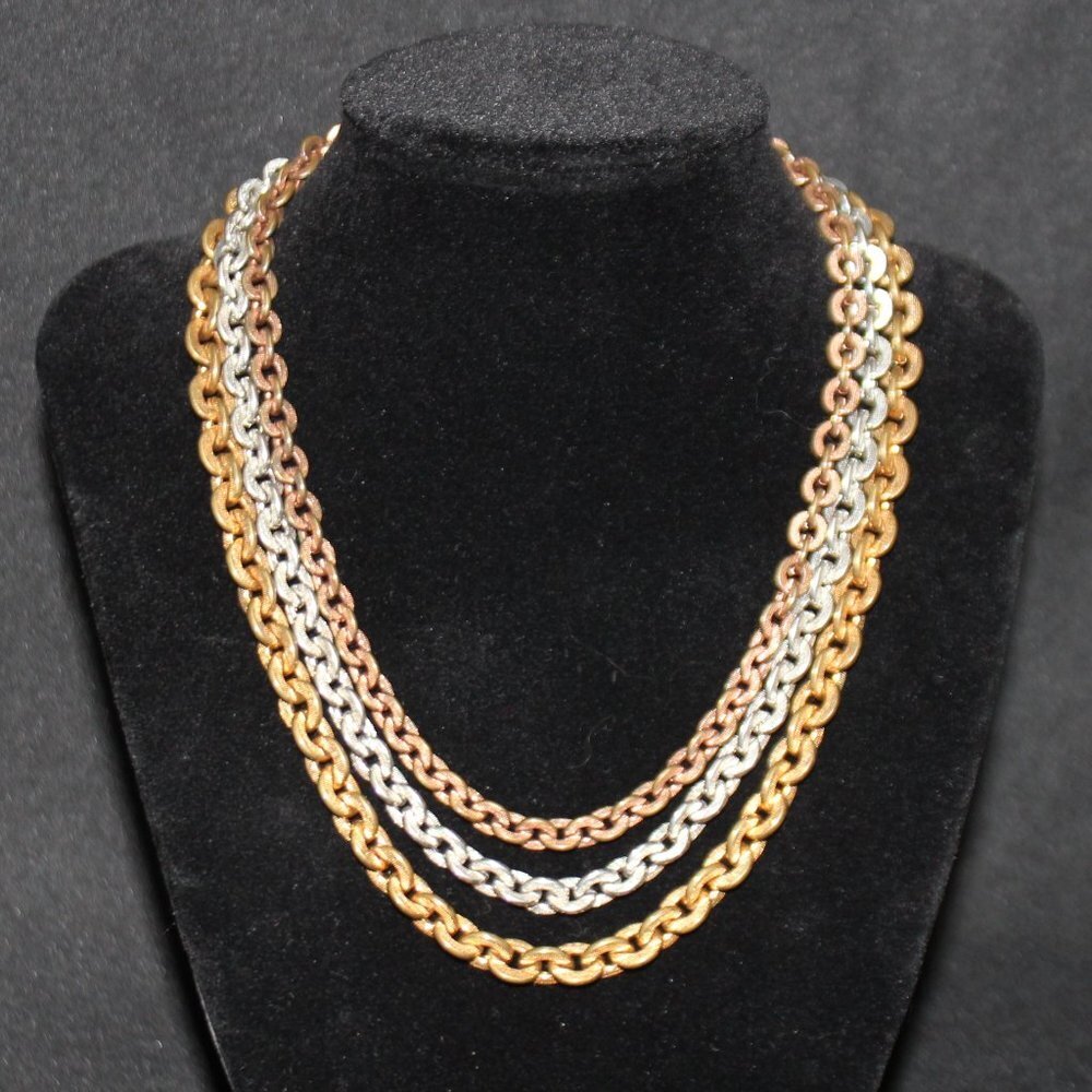 Vintage Tri-Chain Necklace 16"